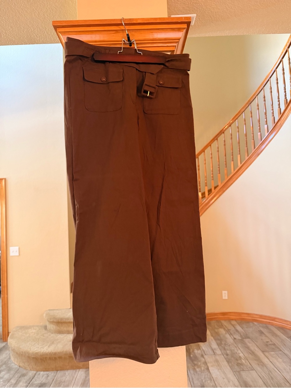 High-Rise Wide-Leg Women's  Pants in Dark Brown